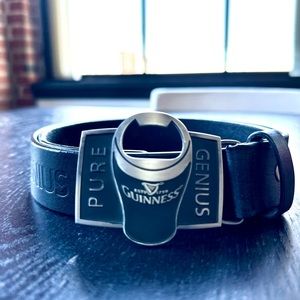 Men’s Guinness belt, black leather 29 - 35 inch waist